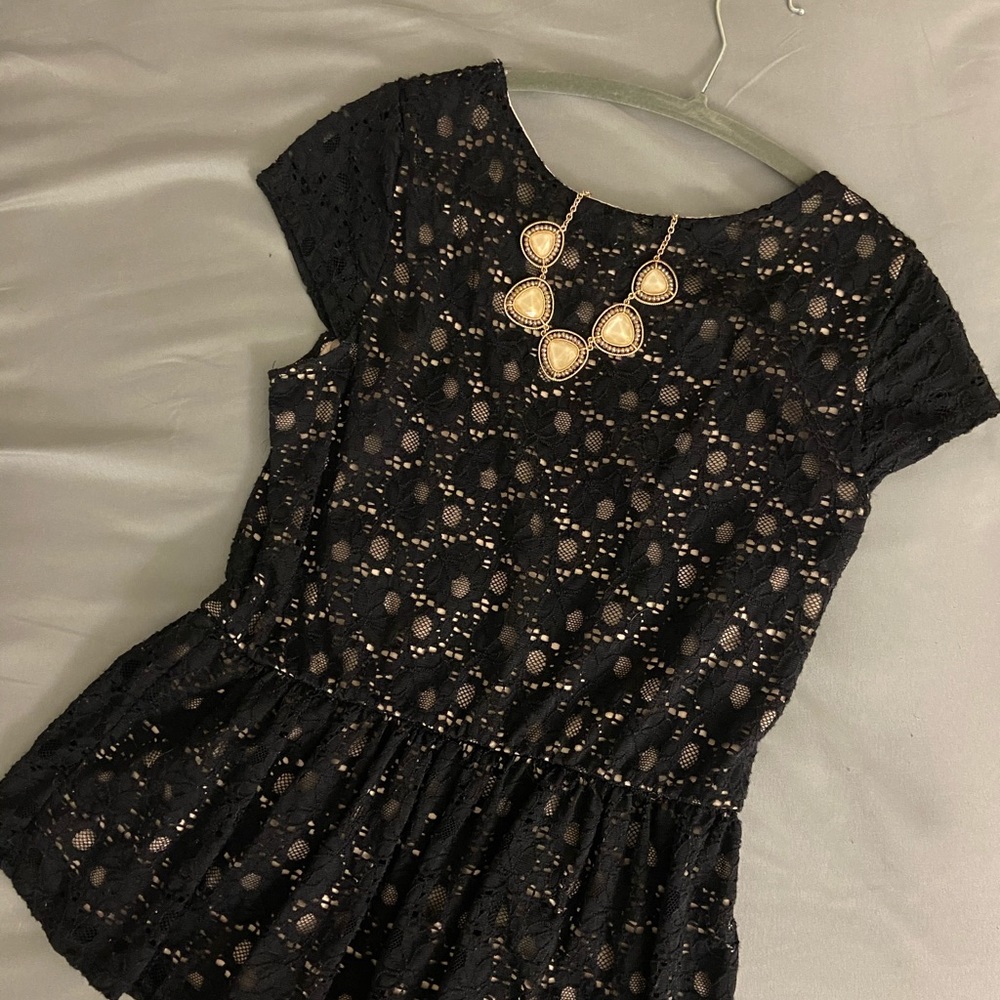 Black Lace Pelplum Blouse